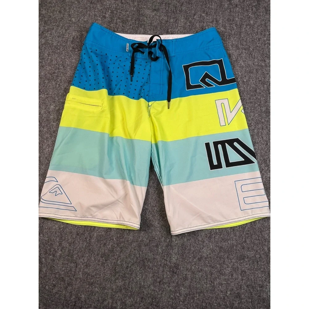 Quiksilver Board Shorts Mens Size 31 Swim‎ Trunks Colorful Striped Beach Surf